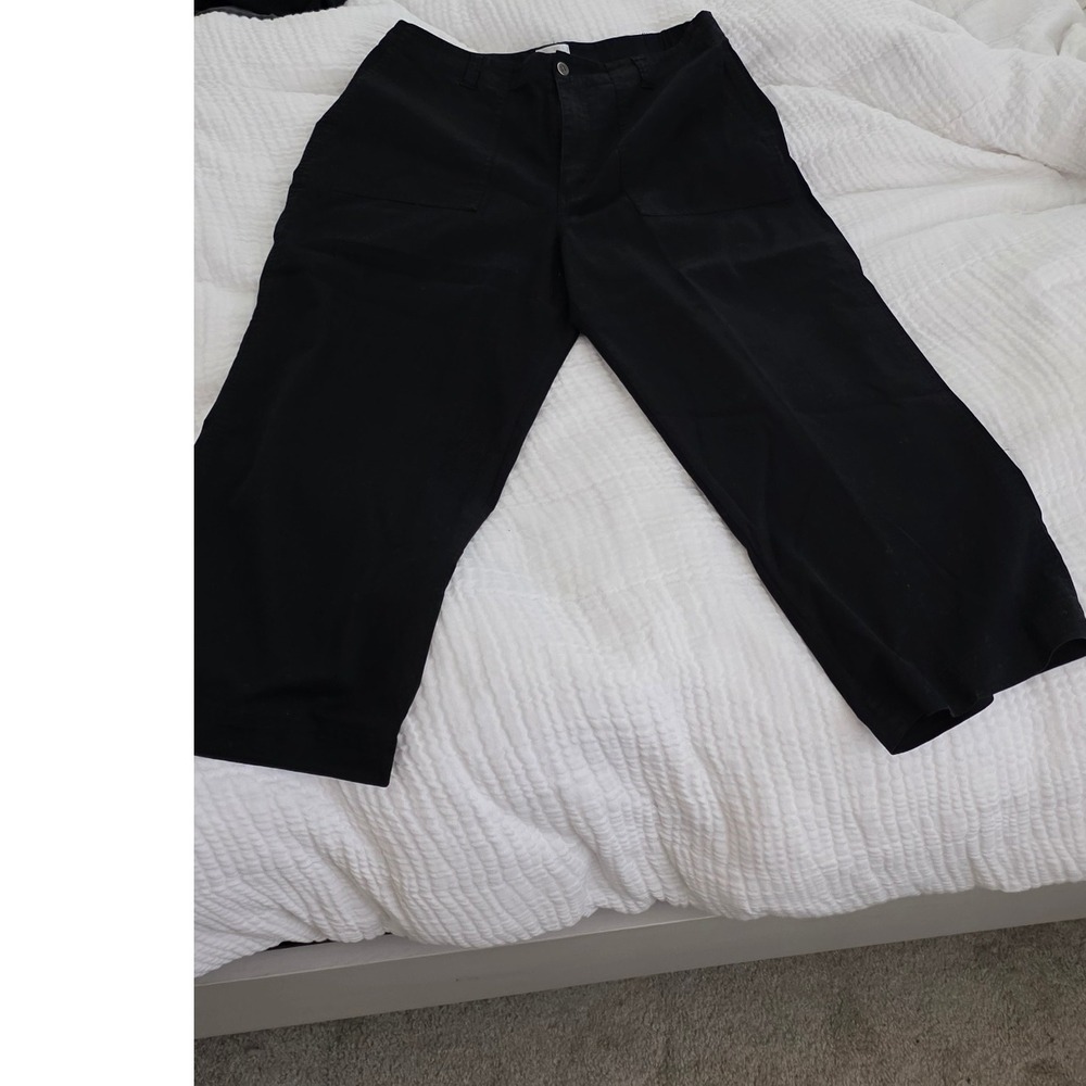 Chico's Cropped Wide Leg Pants Women's Size 2 Black Casual Trousers